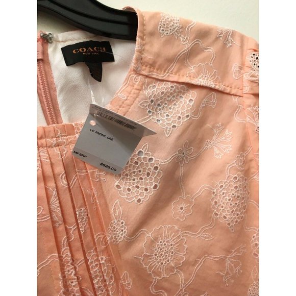 Coach Embroidered Floral Dress in Peach Size 4 - Picture 5 of 8